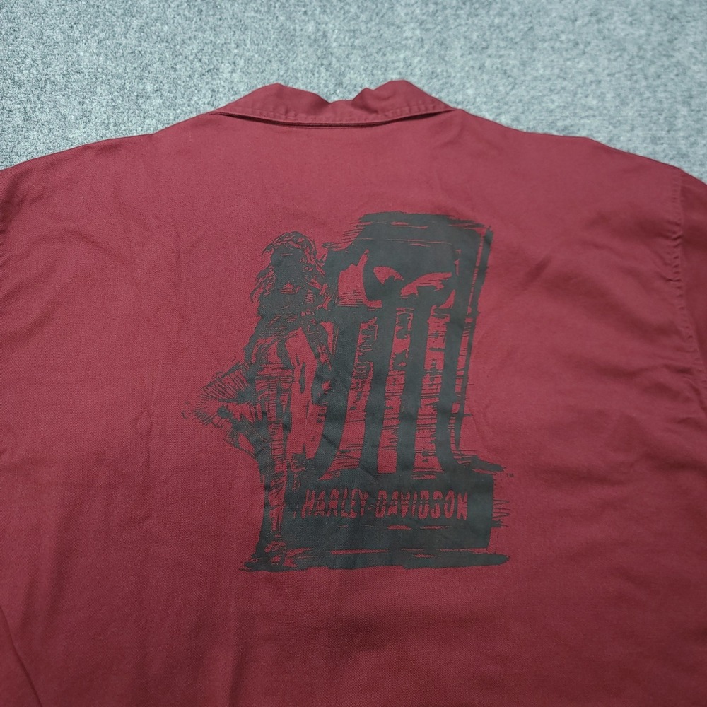 Harley-Davidson Mens 3XL Burgundy Graphic Back Button Up Shirt 96040-11VM